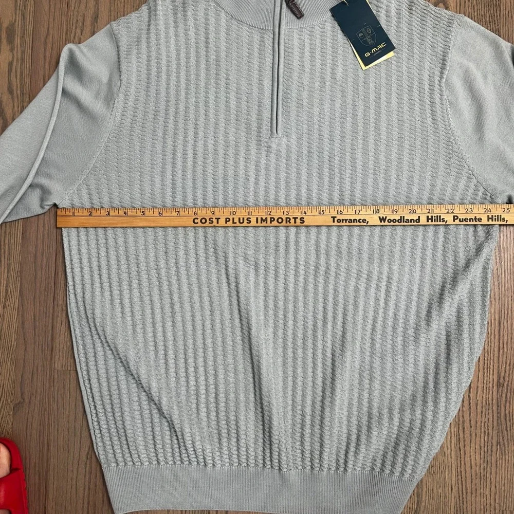 G.MAC Apparel Quarter Zip Pullover Sweater‎ Men's XXL Gray Knit Texture